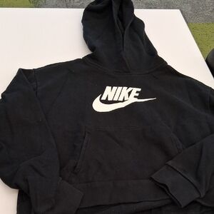 Nike Black and White Pullover Crop Top Hoodie
